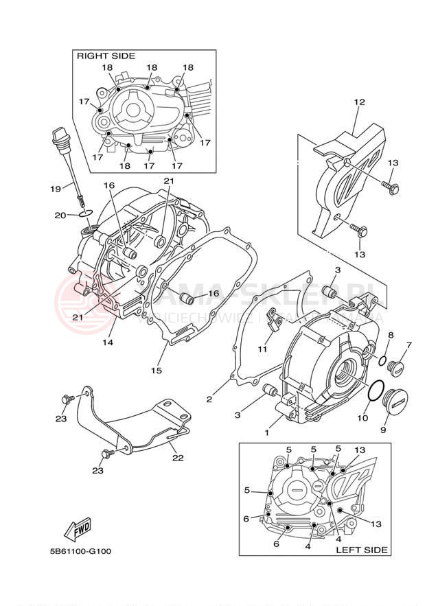 Schemat "Pokrywa silnika" do Yamaha TTR110E TTR110EE