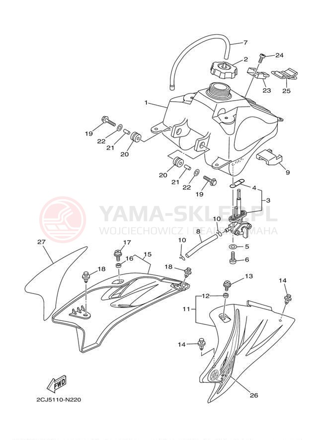 Schemat "zbiornik paliwa" do Yamaha TTR50E TTR50EE