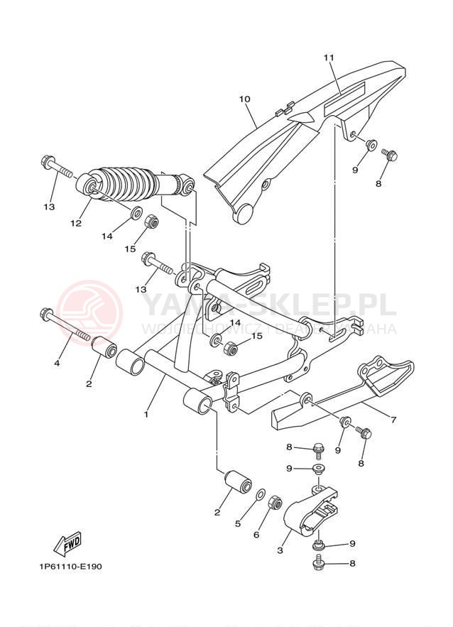 Schemat "wahacz, zawieszenie tył" do Yamaha TTR50E TTR50EE