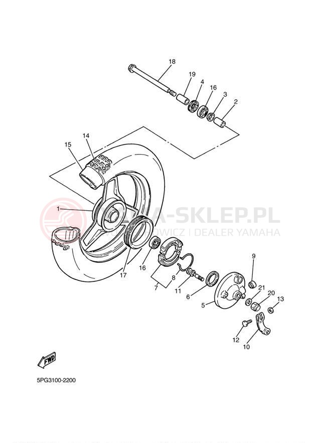 Schemat "Koło przód" do Yamaha PW50 PW50E1