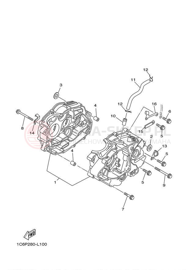 Schemat "Obudowa silnika" do Yamaha TTR230 TTR230E
