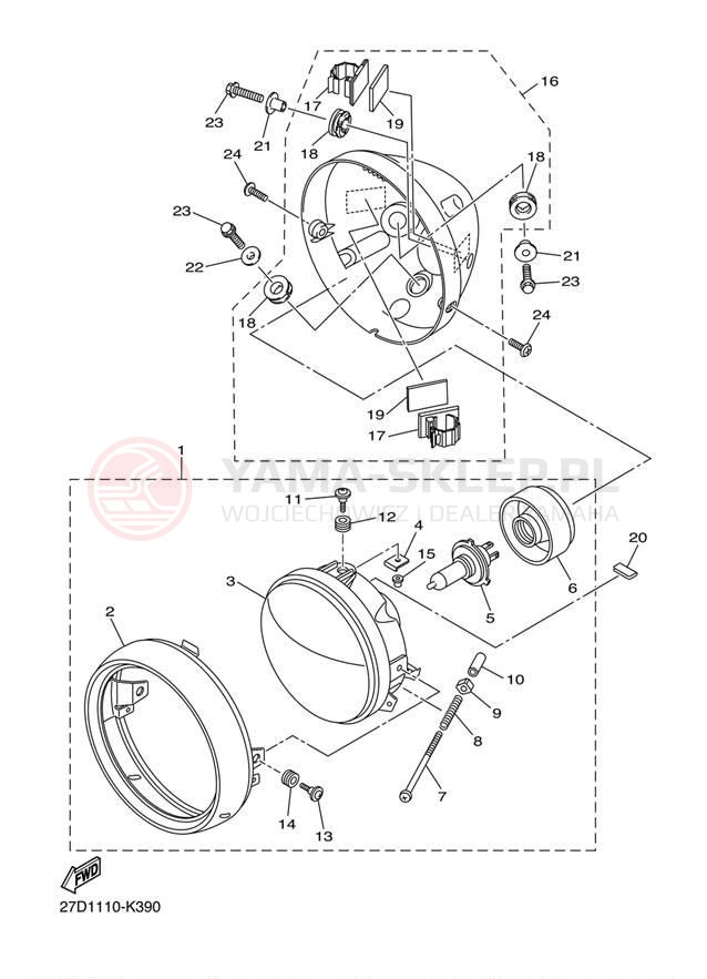 Schemat "Lampa przód" do Yamaha STRYKER XVS13CECGY/XVS13CEGY