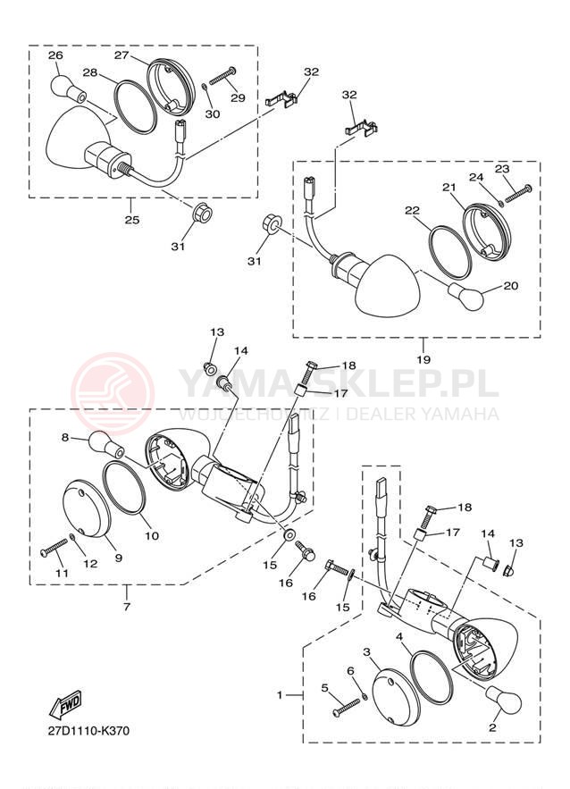 Schemat "kierunkowskazy" do Yamaha STRYKER XVS13CECBY/XVS13CEGY