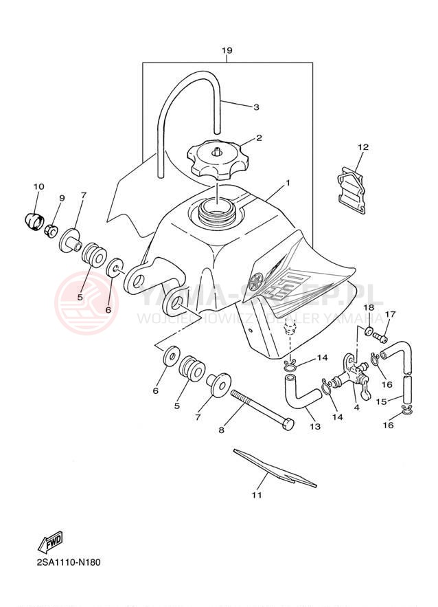 Schemat "zbiornik paliwa" do Yamaha PW50 PW50E1