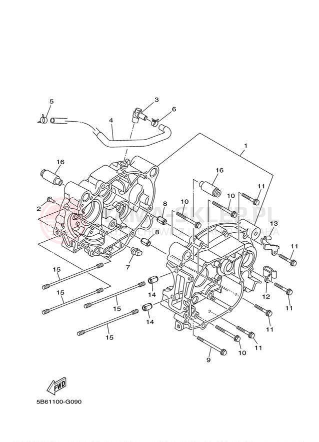 Schemat "Obudowa silnika" do Yamaha TTR110E TTR110EE