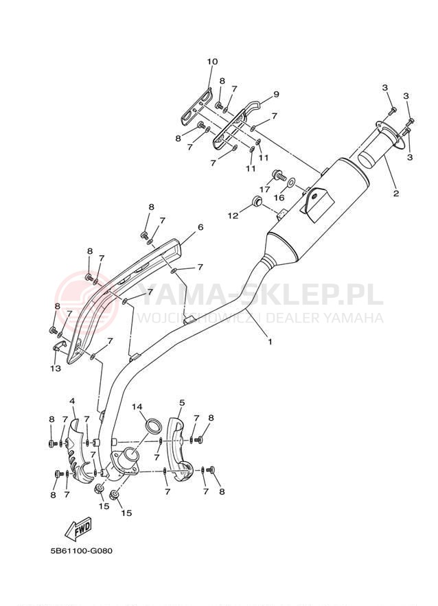 Schemat "Wydech końcowy" do Yamaha TTR110E TTR110EE
