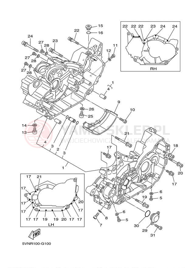 Schemat "Obudowa silnika" do Yamaha ROAD STAR S XV17ASEP/XV17ASECP