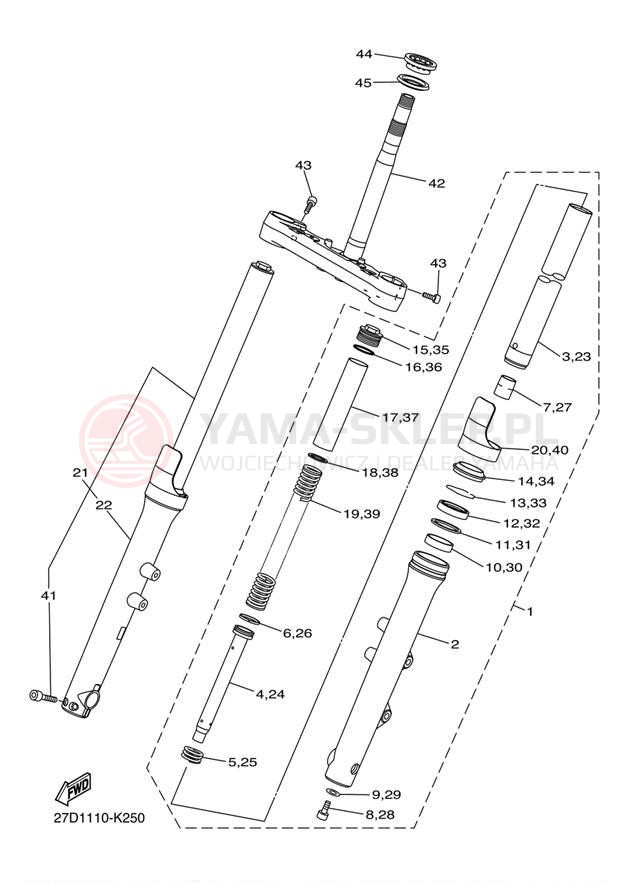 Schemat "Amortyzatory przód" do Yamaha STRYKER XVS13CECBY/XVS13CEGY