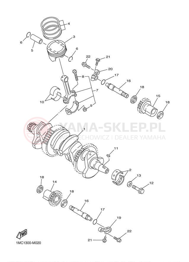 Schemat "Wał korbowy, tłok" do Yamaha FJR1300E FJR13ESECR/FJR13ESER