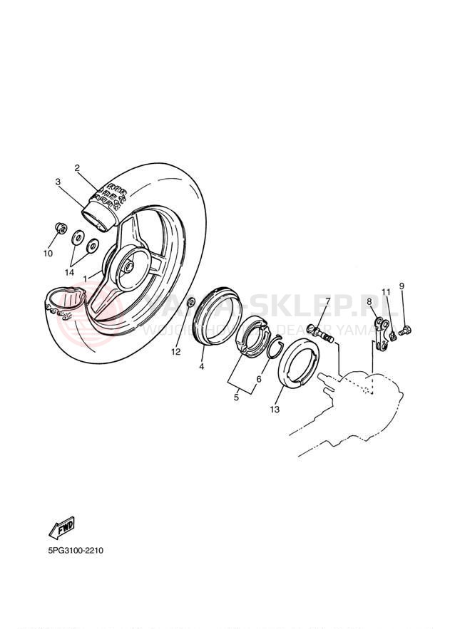 Schemat "Koło tył" do Yamaha PW50 PW50E1