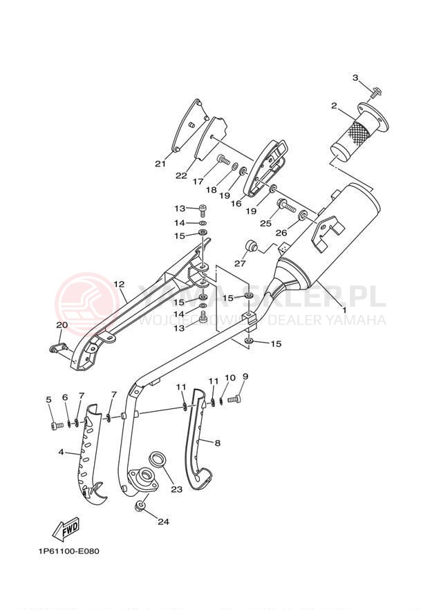 Schemat "Wydech końcowy" do Yamaha TTR50E TTR50EE