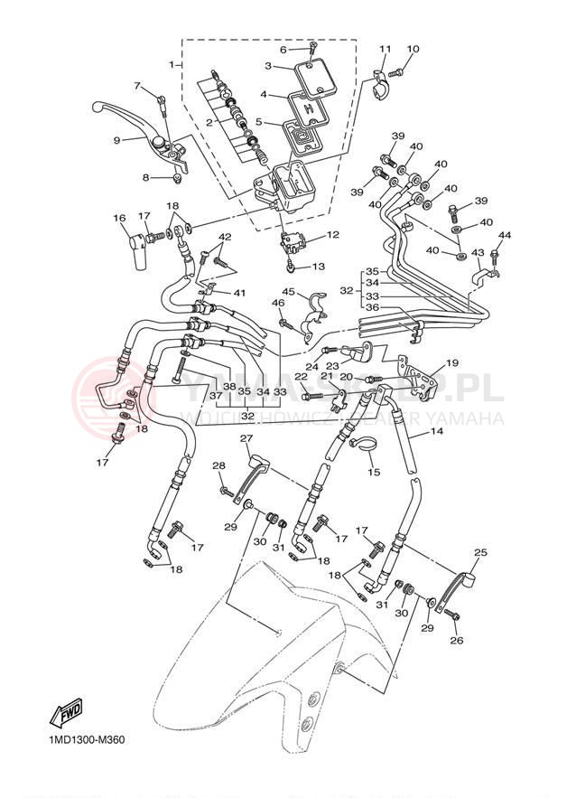 Schemat "Pompa hamulcowa przednia" do Yamaha FJR1300E FJR13ESECR/FJR13ESER