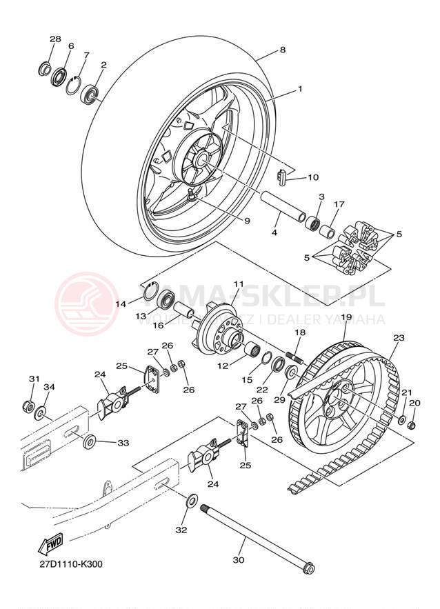 Schemat "Koło tył" do Yamaha STRYKER XVS13CECGY/XVS13CEGY