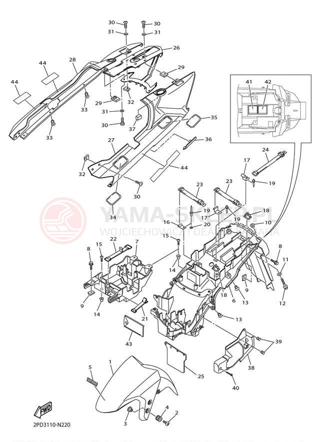 Schemat "błotnik" do Yamaha FJR1300E FJR13ESECR/FJR13ESER