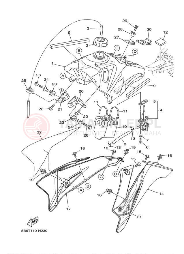 Schemat "zbiornik paliwa" do Yamaha TTR110E TTR110EE