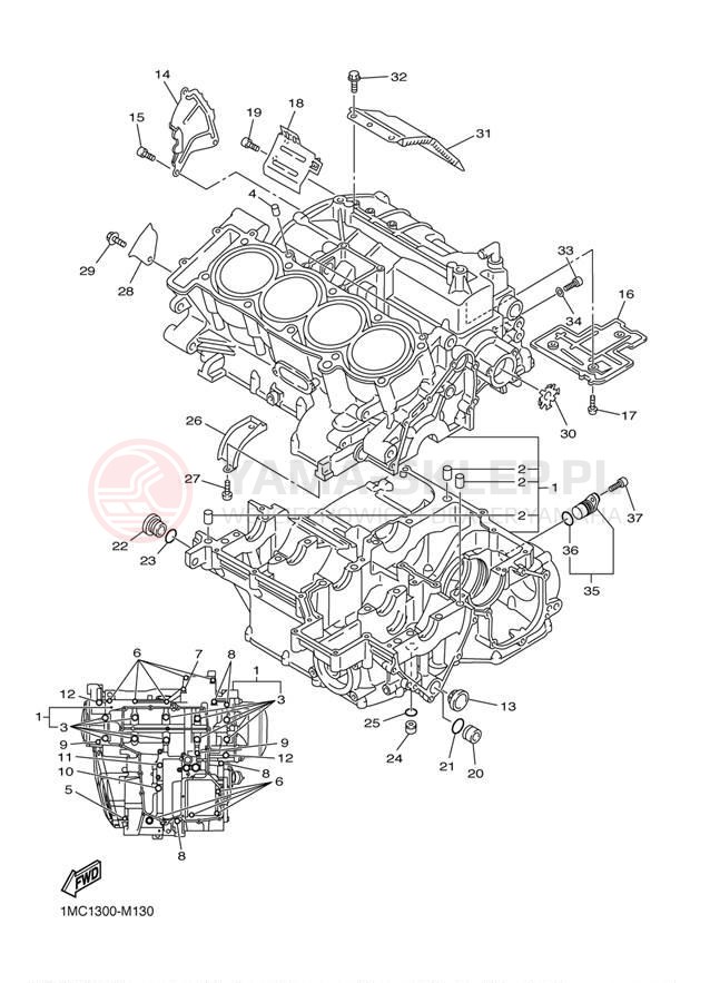 Schemat "Obudowa silnika" do Yamaha FJR1300E FJR13ESECR/FJR13ESER