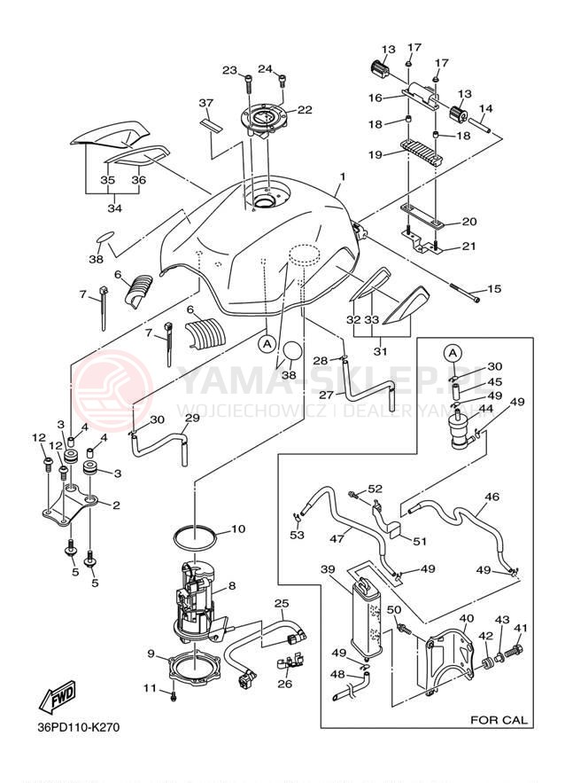Schemat "zbiornik paliwa" do Yamaha FZR6 FZ6RECB/FZ6REB