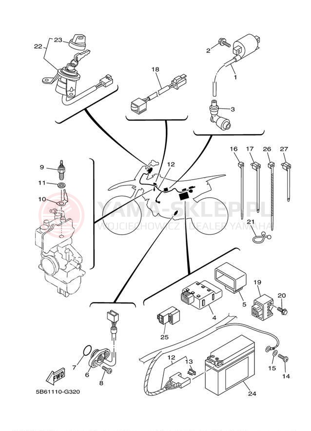 Schemat "układ elektryczny" do Yamaha TTR110E TTR110EE