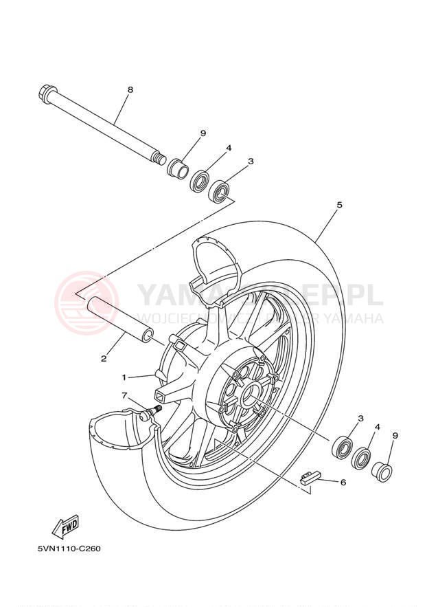 Schemat "Koło przód" do Yamaha ROAD STAR S XV17ASEP/XV17ASECP