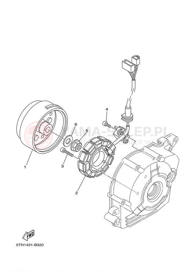Schemat "prądnica" do Yamaha TTR110E TTR110EE