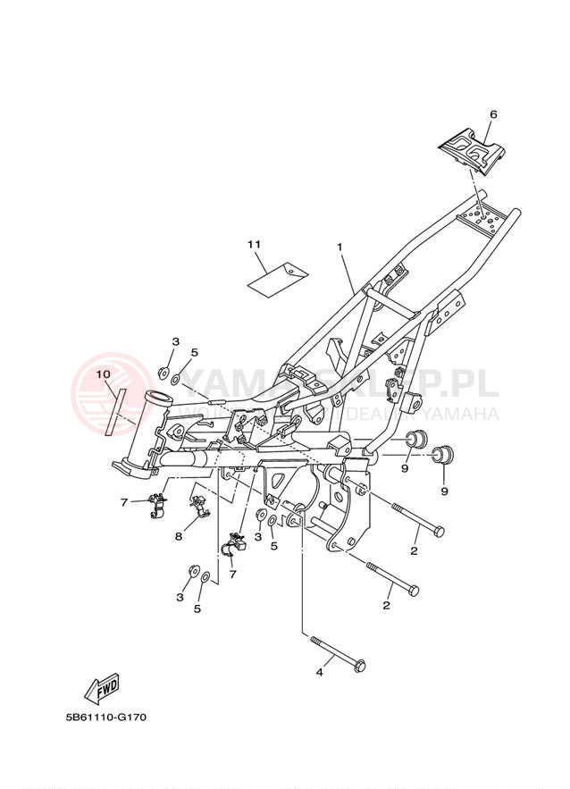 Schemat "rama" do Yamaha TTR110E TTR110EE