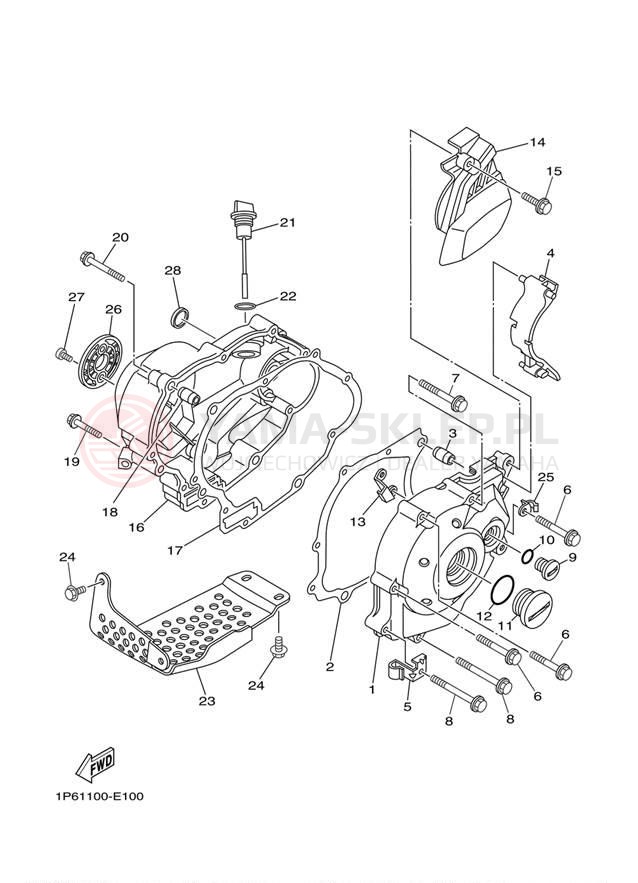 Schemat "Pokrywa silnika" do Yamaha TTR50E TTR50EE