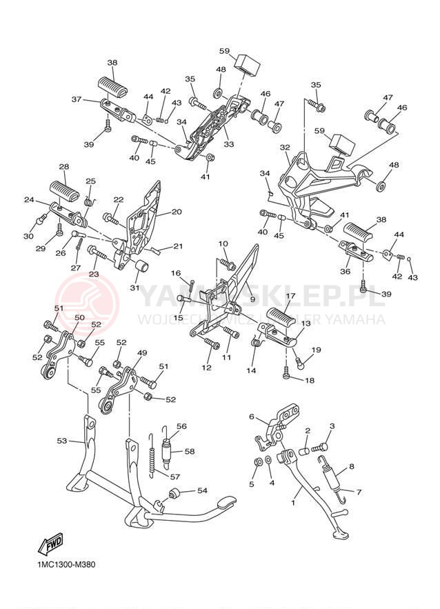 Schemat "Stopka postojowa i podnóżki" do Yamaha FJR1300A FJR13AECR/FJR13AER
