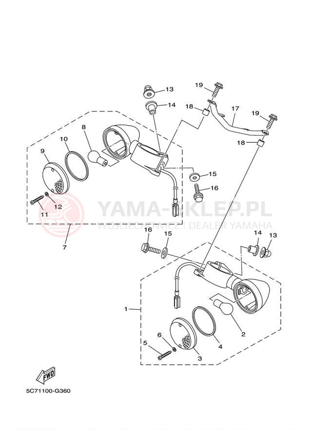 Schemat "kierunkowskazy" do Yamaha RAIDER S XV19CSEL/XV19CSECL