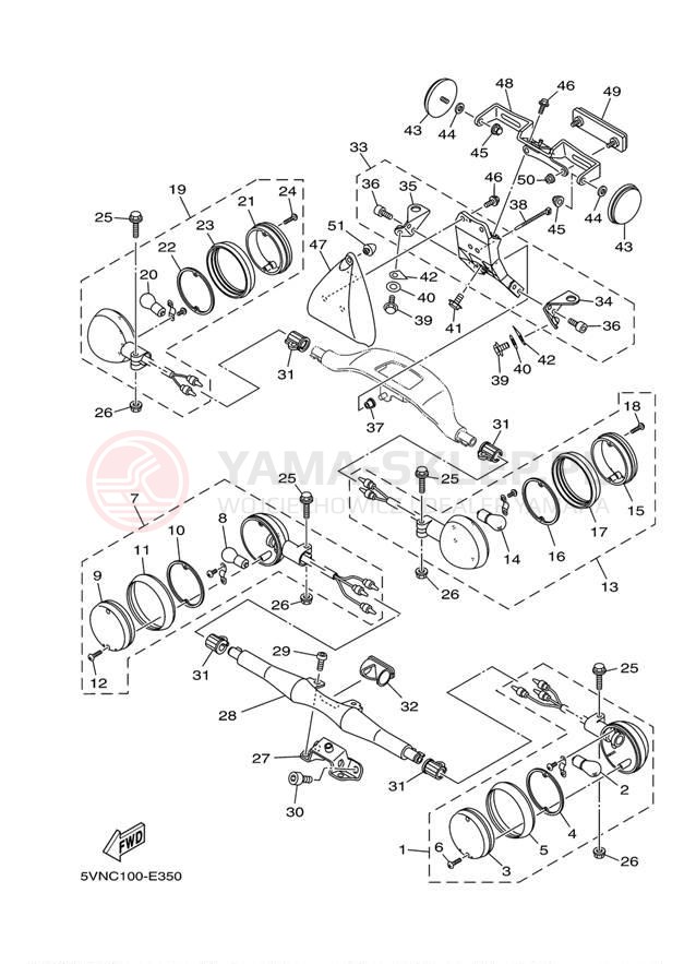 Schemat "kierunkowskazy" do Yamaha ROAD STAR S XV17ASEP/XV17ASECP