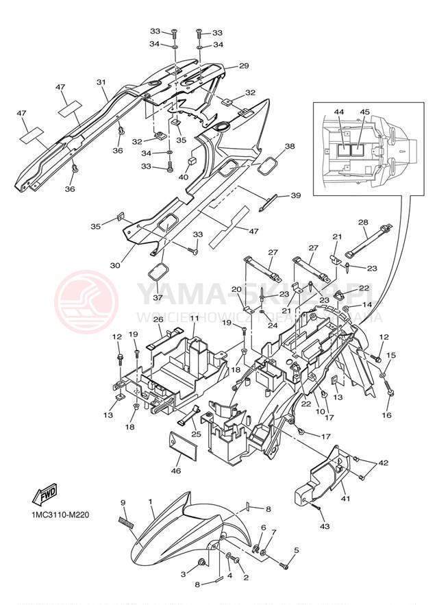 Schemat "błotnik" do Yamaha FJR1300A FJR13AECR/FJR13AER