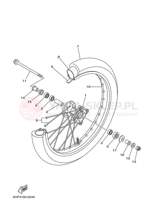 Schemat "Koło przód" do Yamaha TTR125LE TTR125LED