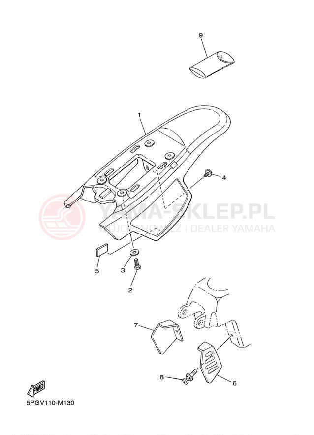 Schemat "Pokrywa boczna" do Yamaha PW50 PW50D1