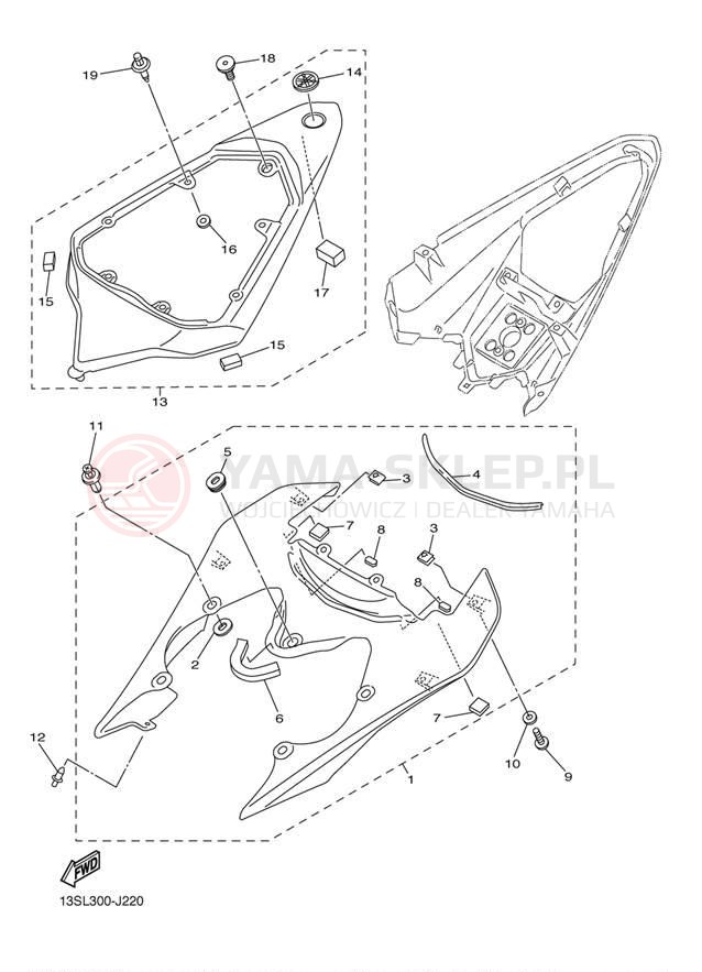 Schemat "Pokrywa boczna" do Yamaha YZFR6 YZFR6ACR/YZFR6AR