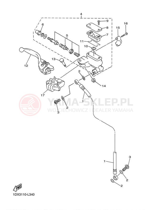 Schemat "Pompa hamulcowa przednia" do Yamaha WR450F WR450FB