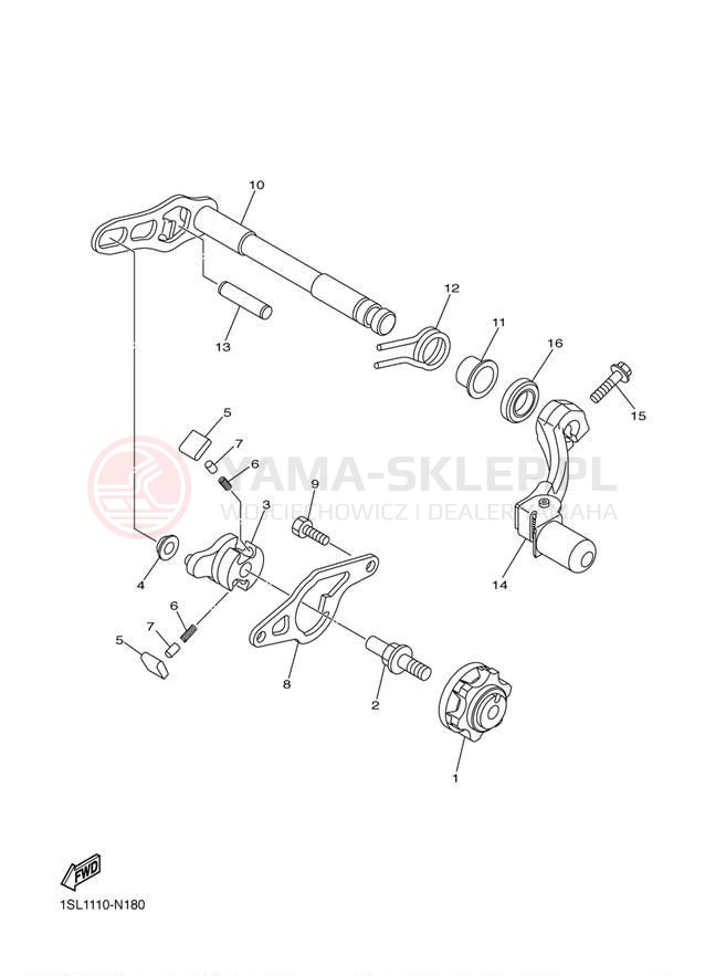 Schemat "Dźwignia zmiany biegów, wałek" do Yamaha YZ250FE YZ250FEL/YZ250FEW