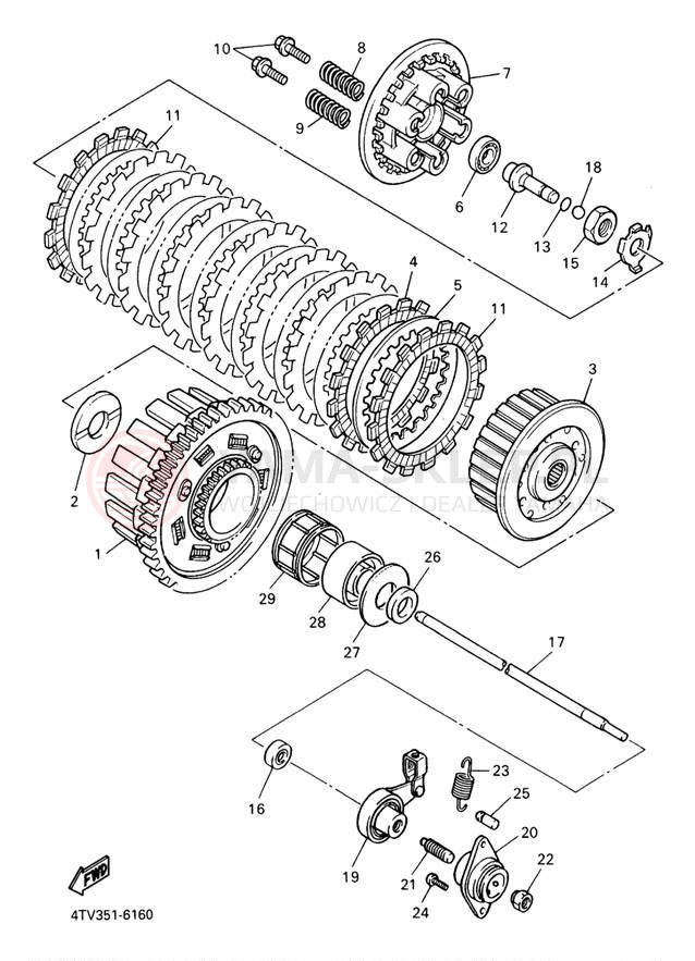 Schemat "sprzęgło" do Yamaha YZF600R YZF600RS/YZF600RSC