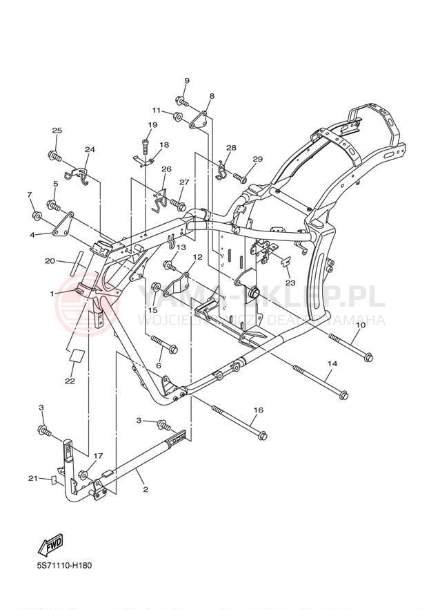 Schemat "rama" do Yamaha V STAR 950 XVS95ZCR/XVS95ZR