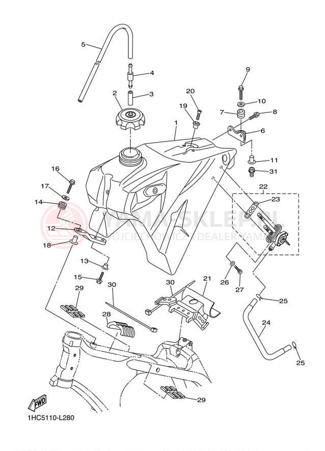 Schemat "zbiornik paliwa" do Yamaha WR250F WR250FB