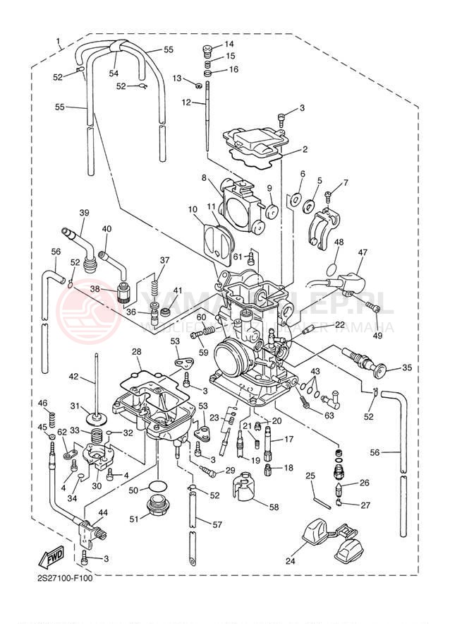 Schemat "Gaźnik" do Yamaha YZ450F YZ450FYL/YZ450FYW