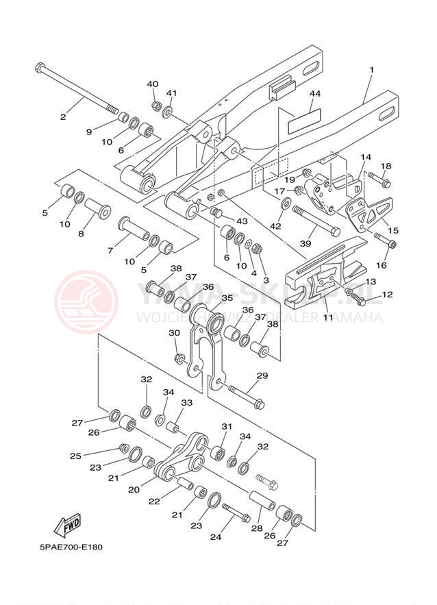 Schemat "wahacz" do Yamaha YZ85 YZ85E