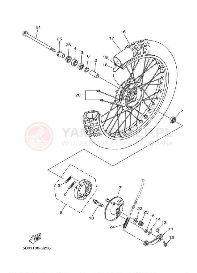 Schemat "Koło przód" do Yamaha TTR110E TTR110EA