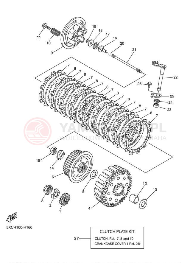 Schemat "sprzęgło" do Yamaha YZ250FB YZ250FBW/YZ250FBL