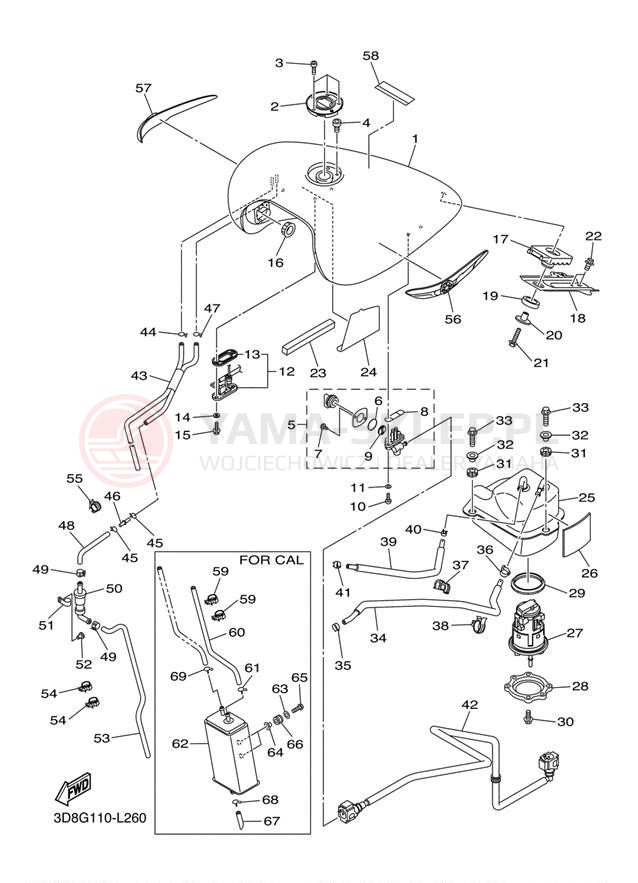 Schemat "zbiornik paliwa" do Yamaha V STAR 1300 XVS13ABCR/XVS13ABR