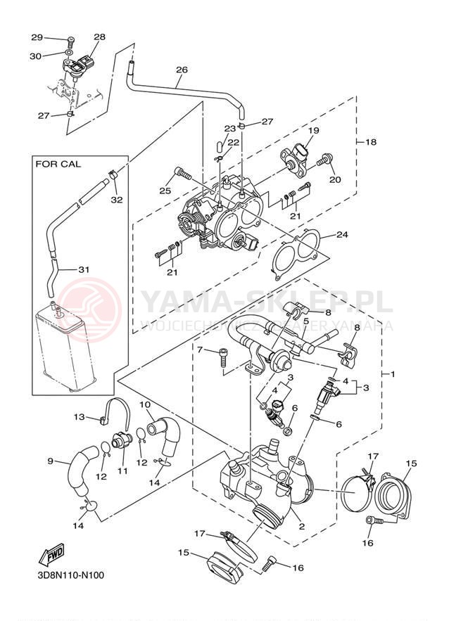 Schemat "Wtrysk paliwa" do Yamaha V STAR 1300 XVS13AER/XVS13AECR