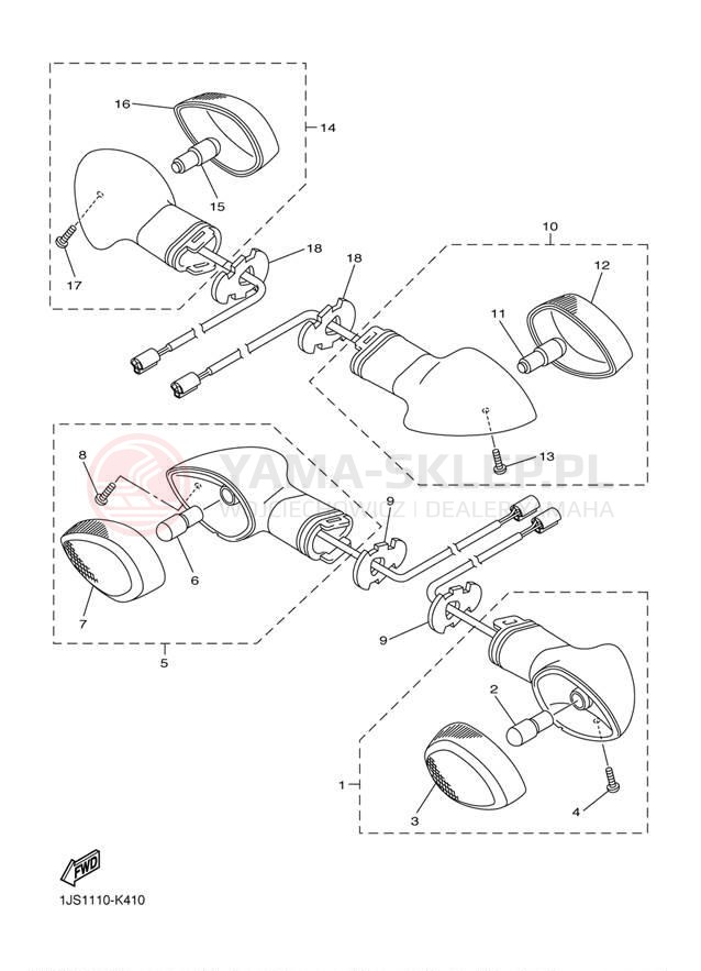 Schemat "kierunkowskazy" do Yamaha YZFR6 YZFR6BCW/YZFR6BW