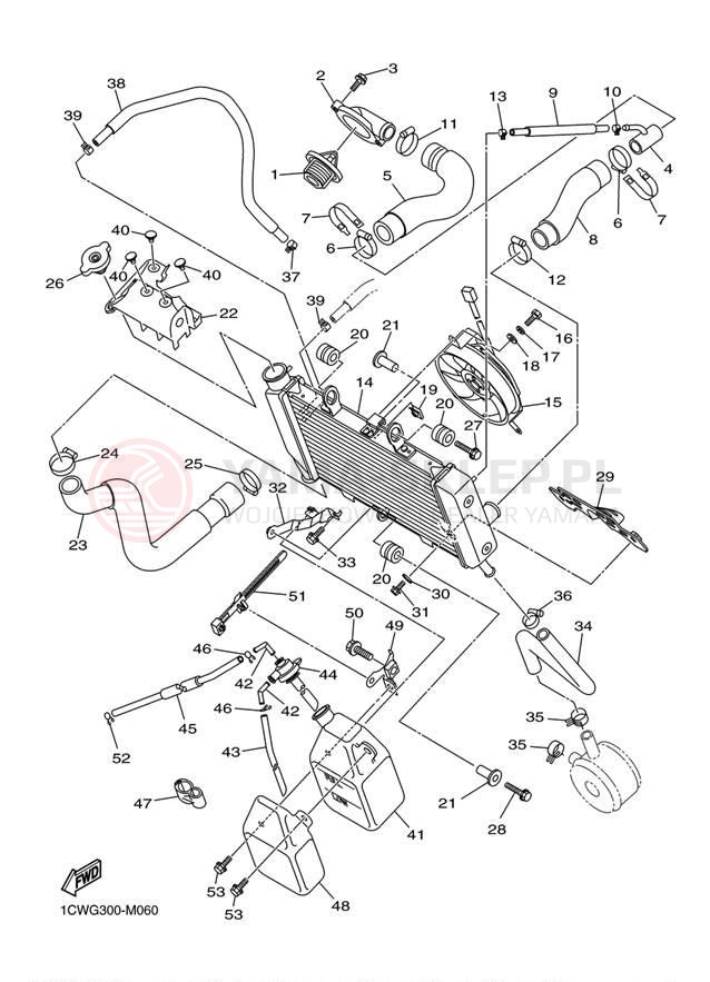 Schemat "Układ chlodzenia" do Yamaha FZ6R FZ6RDW/FZ6RDCW