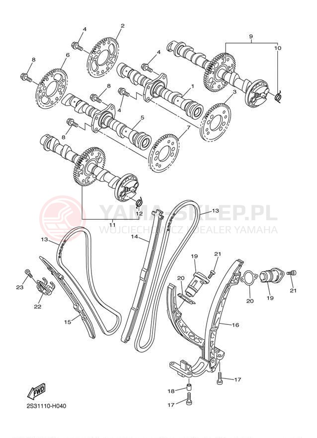 Schemat "Rozrząd - łańcuszek" do Yamaha VMAX VMX17BCB/VMX17BB