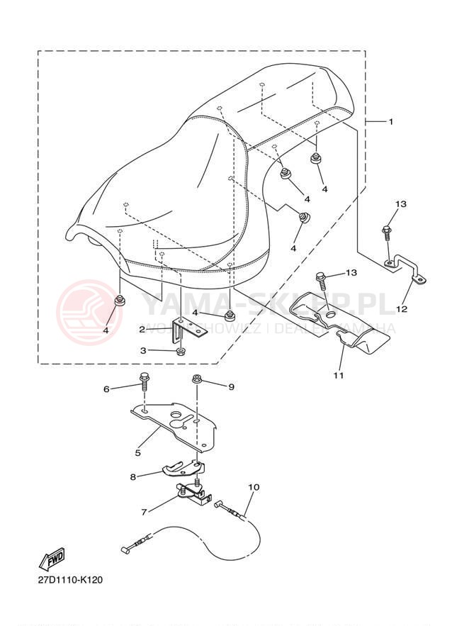 Schemat "siedzenie" do Yamaha STRYKER XVS13CACB/XVS13CAB