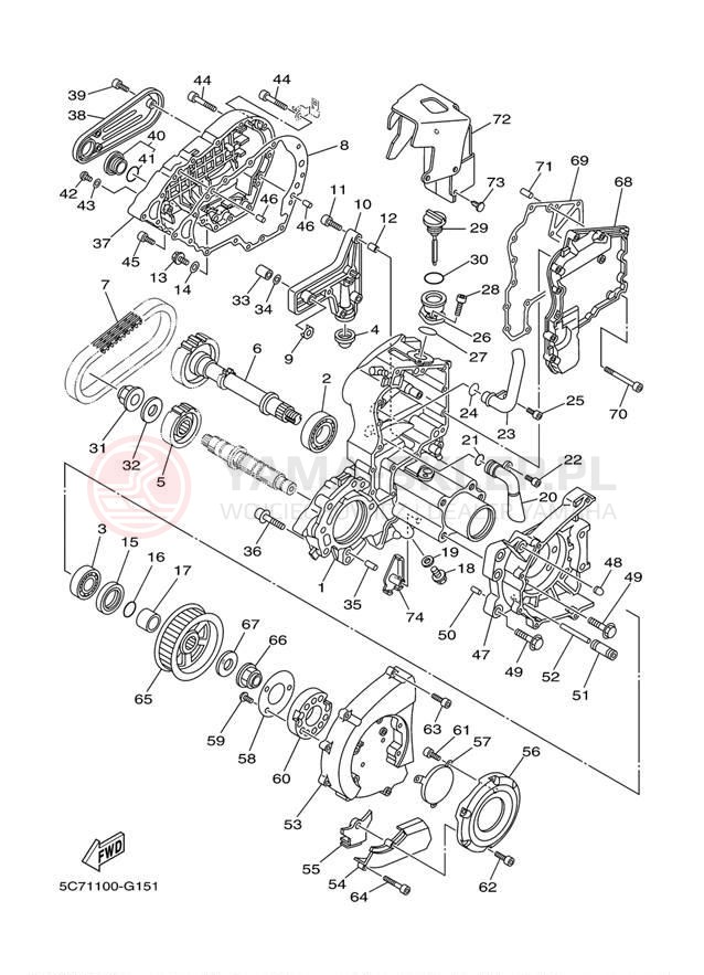 Schemat "Przeniesienie napędu" do Yamaha RAIDER S XV19CSBCB/XV19CSBB