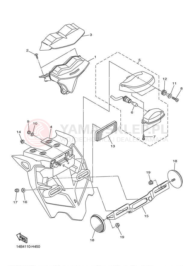 Schemat "lampa tył" do Yamaha YZF-R1 YZFR1BW/YZFR1BCW